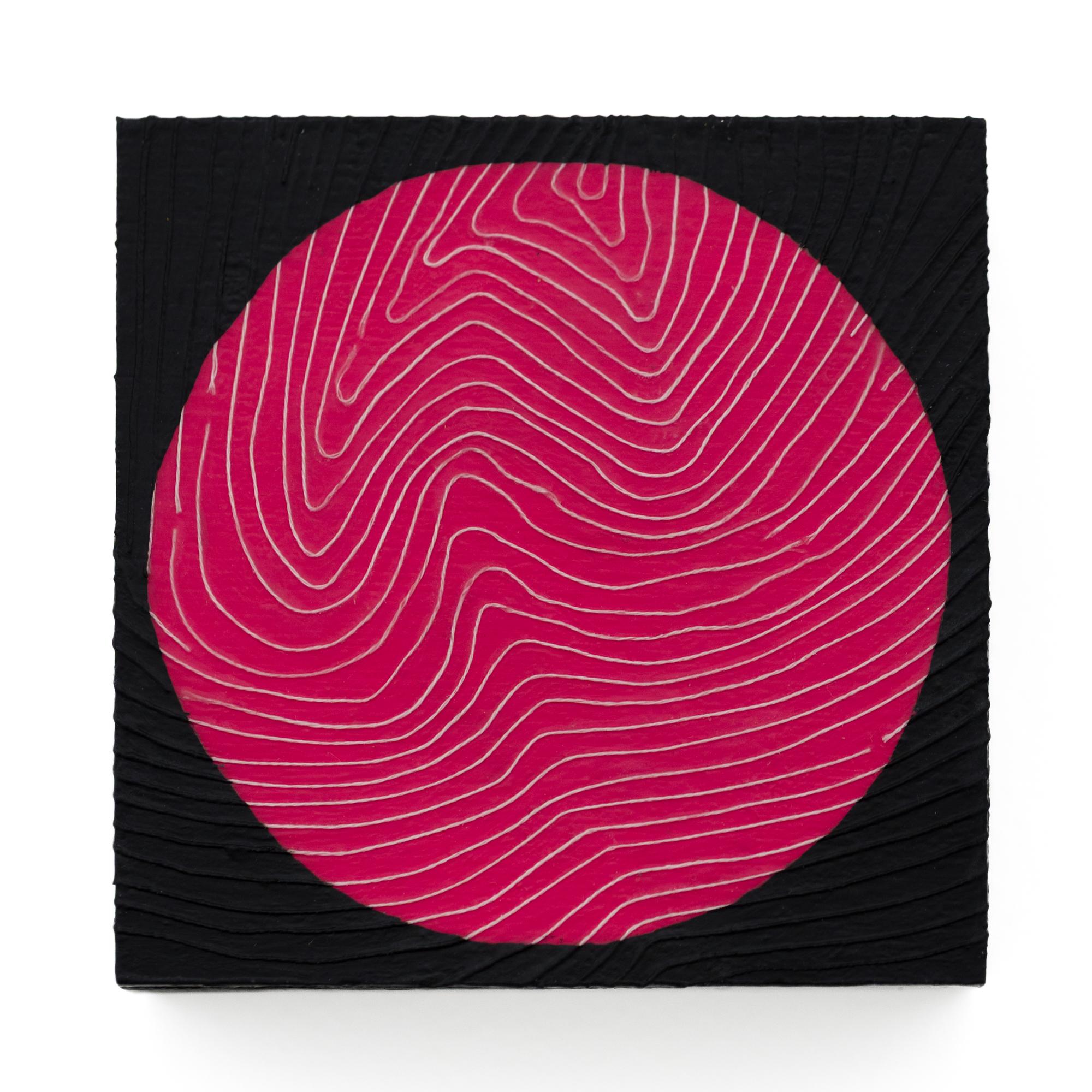 "You Are Here: Red" Thread and Acrylic on Panel