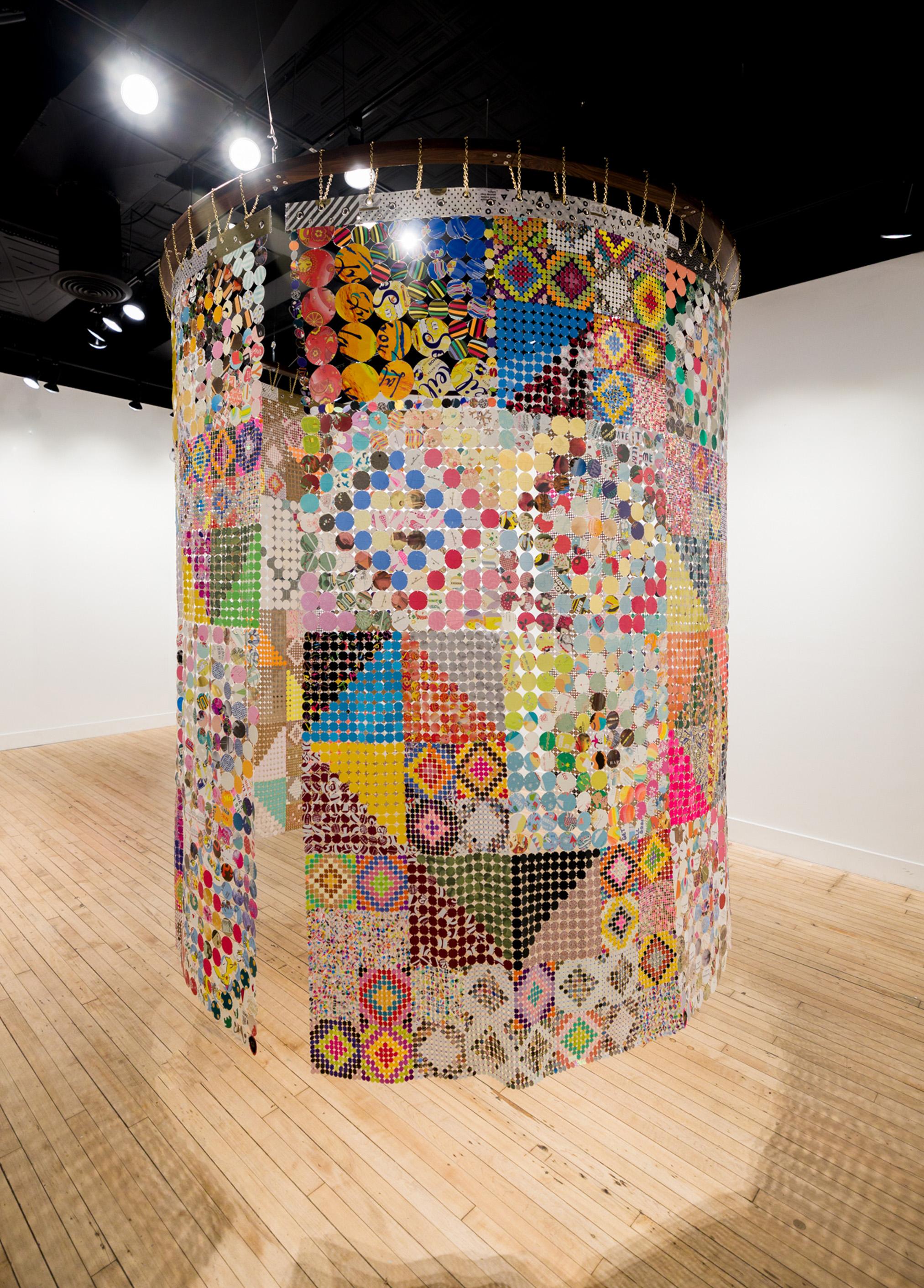 "Iguana & Myrrh, Magma & Reef", Monumental Circular Hanging Paper Installation - Mixed Media Art by Kelly Kozma