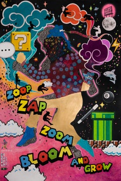 "Déjame hacer mi magia" Gran instalación mural de técnica mixta de Kelly Kozma