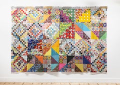 "Magma & Reef", decorazione da parete in carta cucita a mano, astratta, geometrica e multicolore