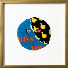 Miss You Fabric Sculpture: Hand Embroidery and Found Objects