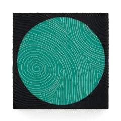 "You Are Here: Green" Thread Assemblage in Spiral Pattern by Kelly Kozma