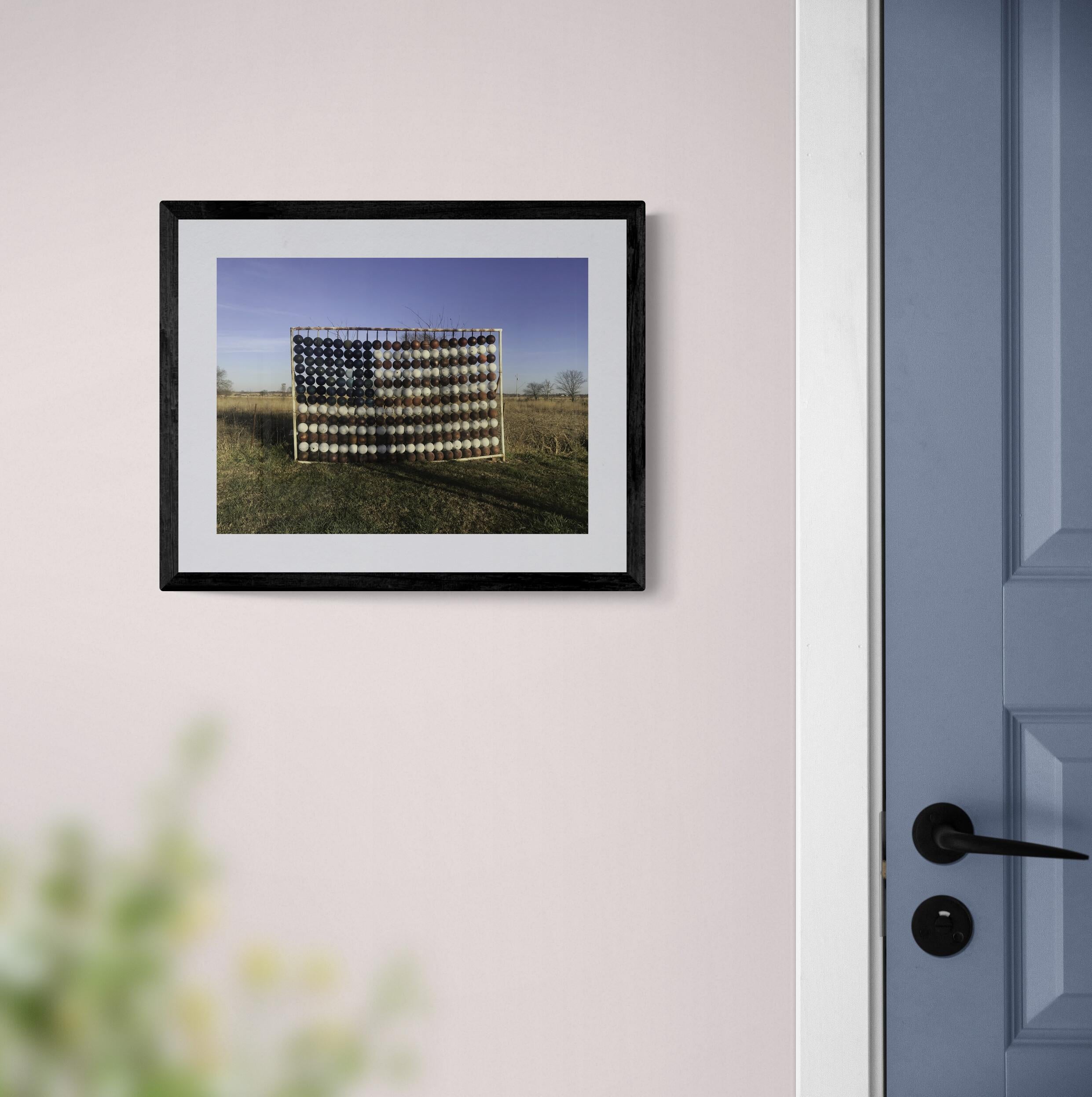Bowling Ball Flag (Americana, Midwest, Classic, Vintage, Funny, ~26% OFF) - American Modern Photograph by Kelly Ludwig