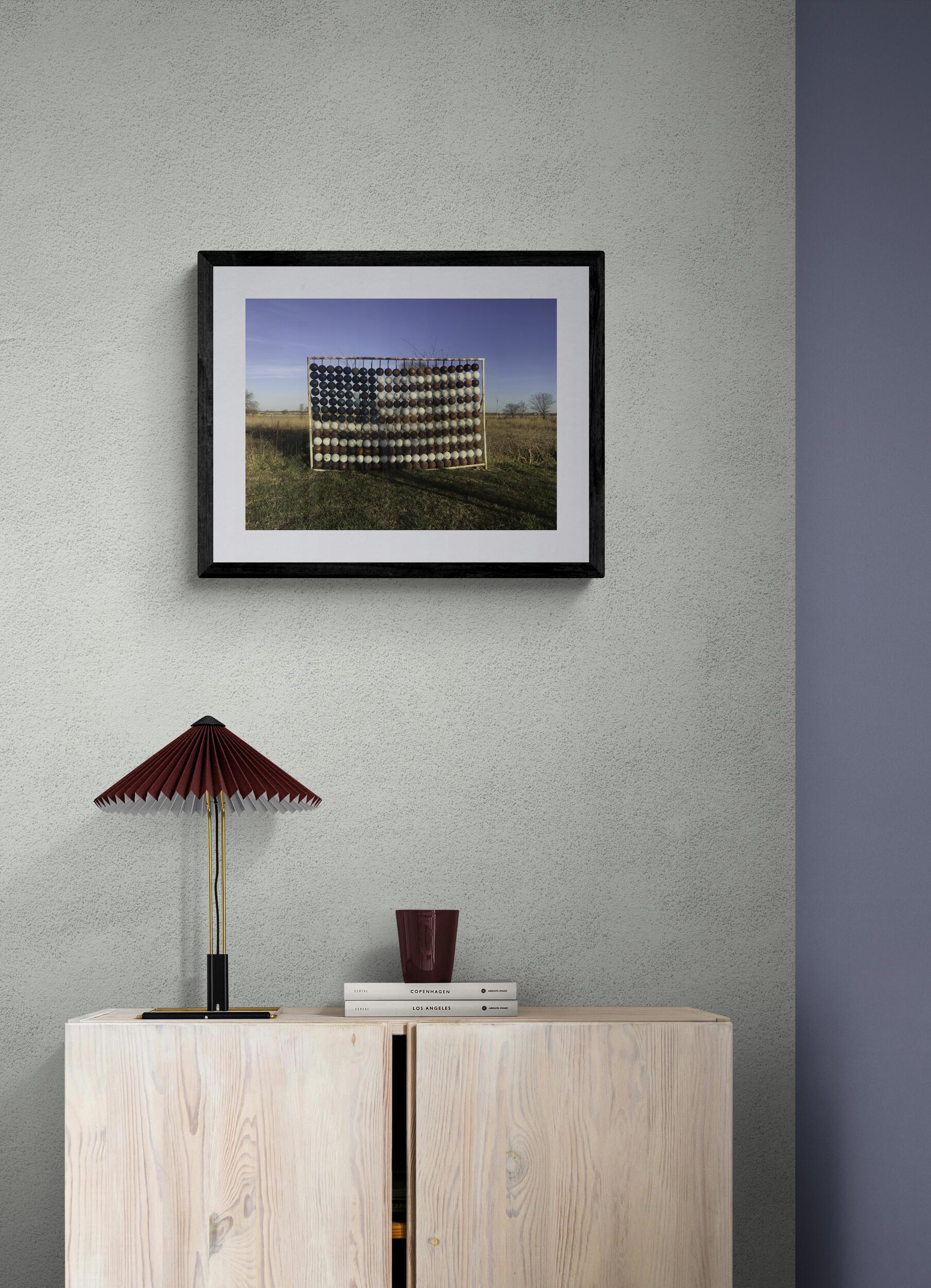 Bowling Ball Flag (Americana, Midwest, Classic, Vintage, Funny, ~26% OFF) - Gray Figurative Photograph by Kelly Ludwig