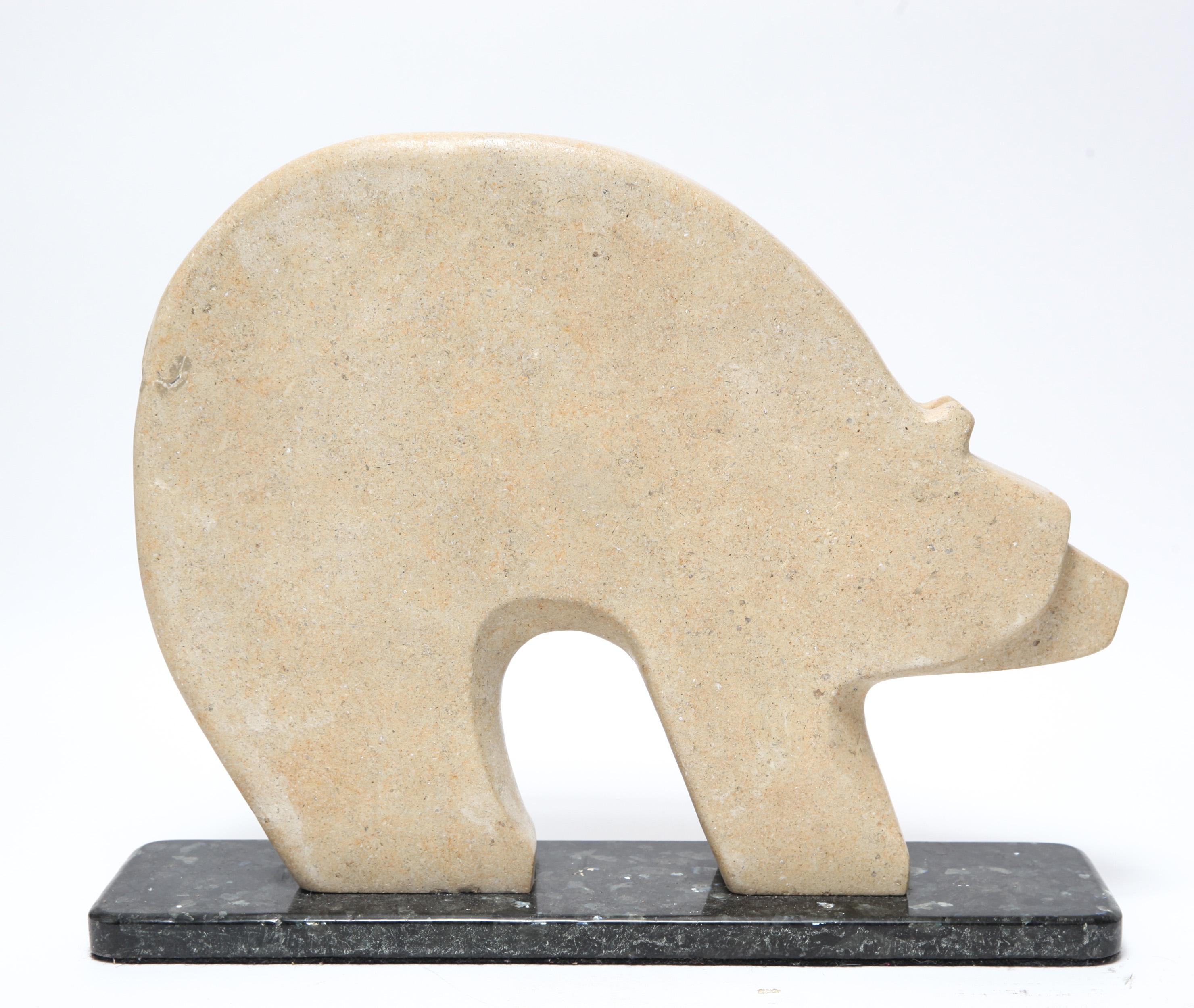 20th Century Kelly 'Nitushi' Byars Native American Polar Bear Hardstone Sculpture For Sale