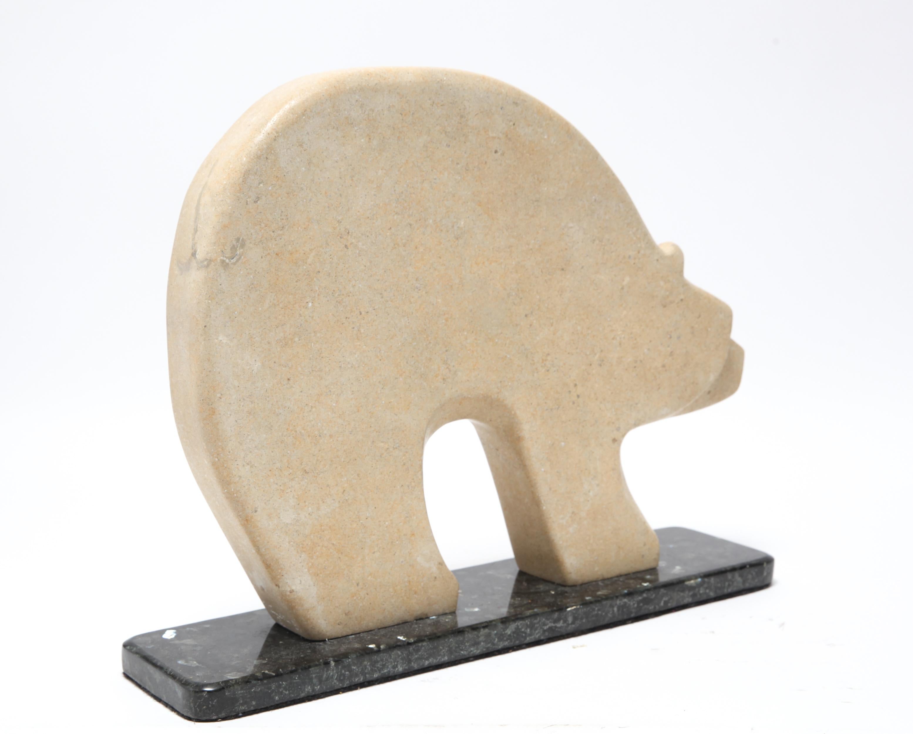 Stone Kelly 'Nitushi' Byars Native American Polar Bear Hardstone Sculpture For Sale