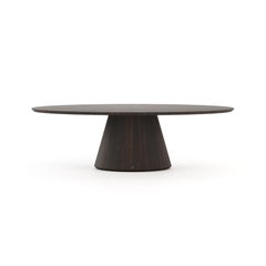 Contemporary oval dining table in wood veneer for dining room by Laskasas