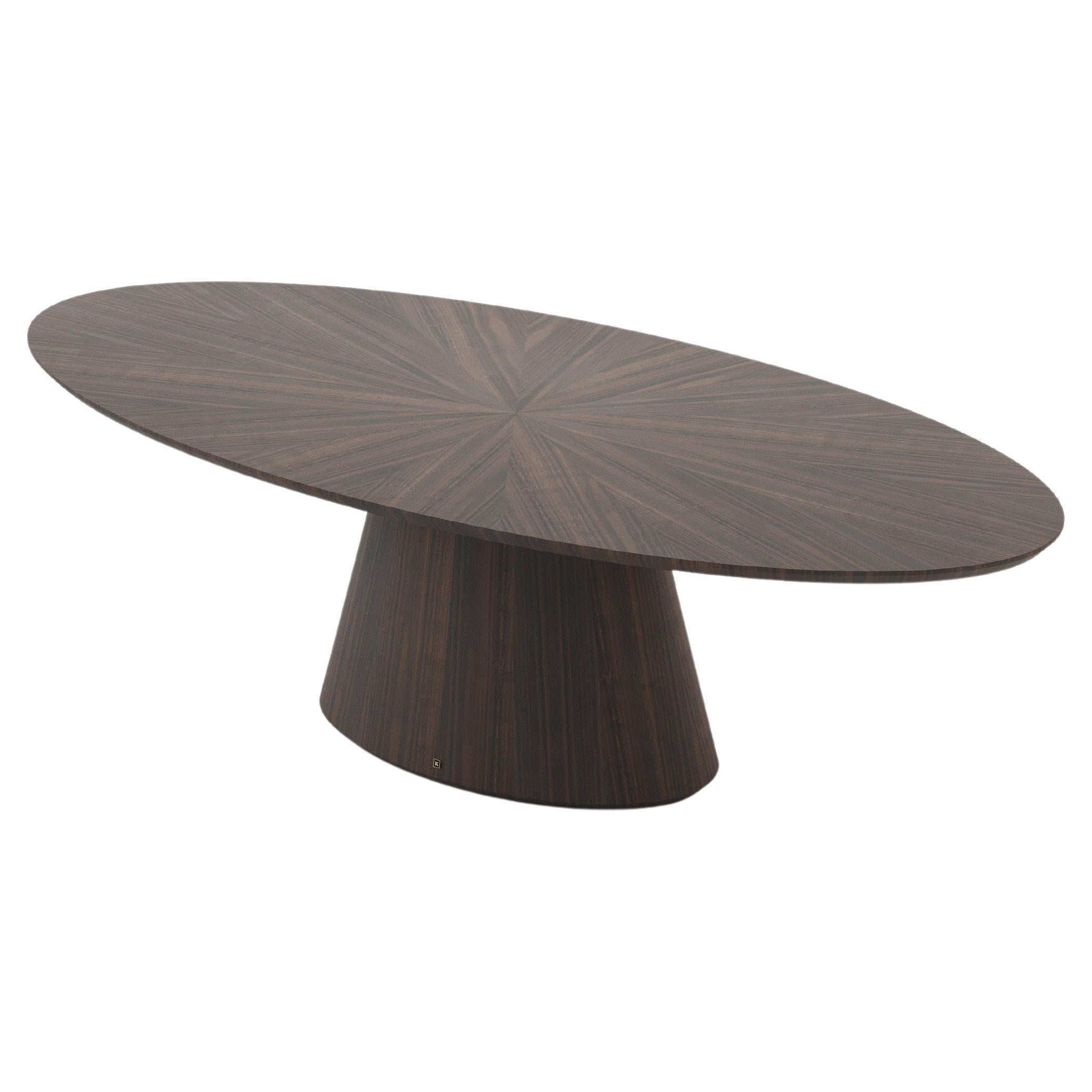 Contemporary oval dining table in wood veneer for dining room by Laskasas For Sale