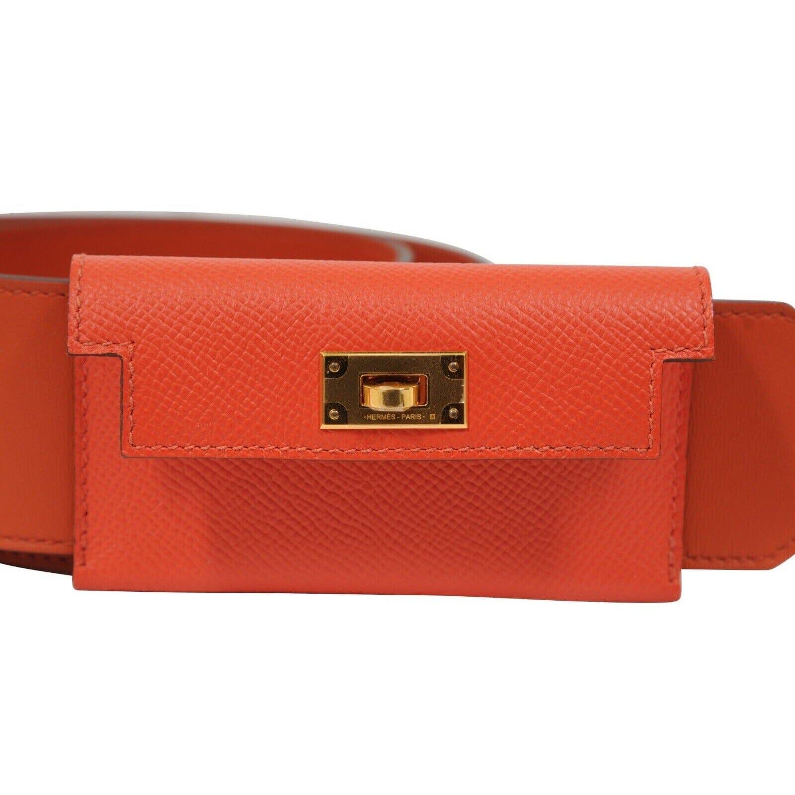 Bolsa Kelly Bolsillo Correa Swift Epsom Terre Battue Capucine Rojo Naranja Piel en Excelente estado para la venta en North Miami, FL