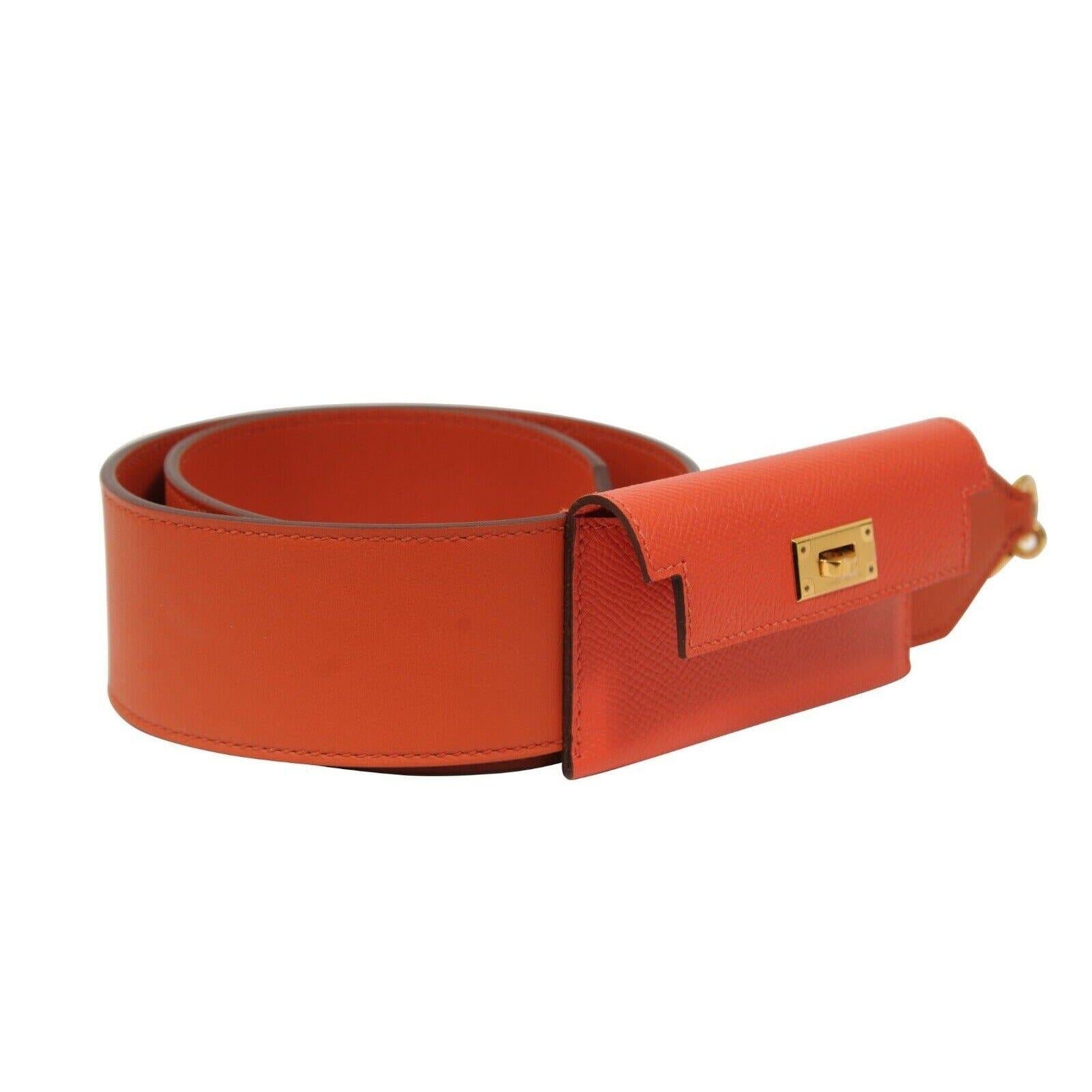 De las mujeres Bolsa Kelly Bolsillo Correa Swift Epsom Terre Battue Capucine Rojo Naranja Piel en venta