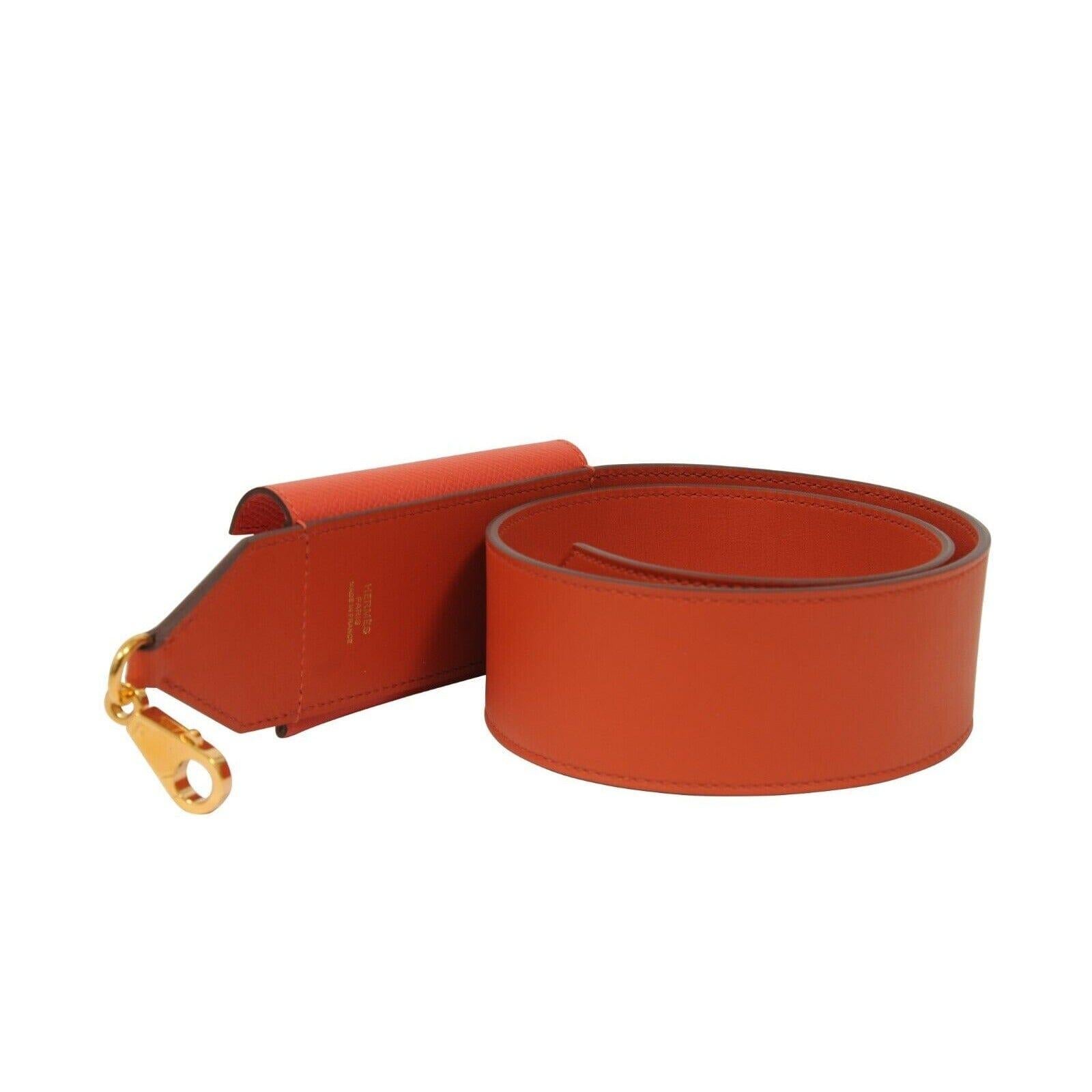 Bolsa Kelly Bolsillo Correa Swift Epsom Terre Battue Capucine Rojo Naranja Piel en venta 2