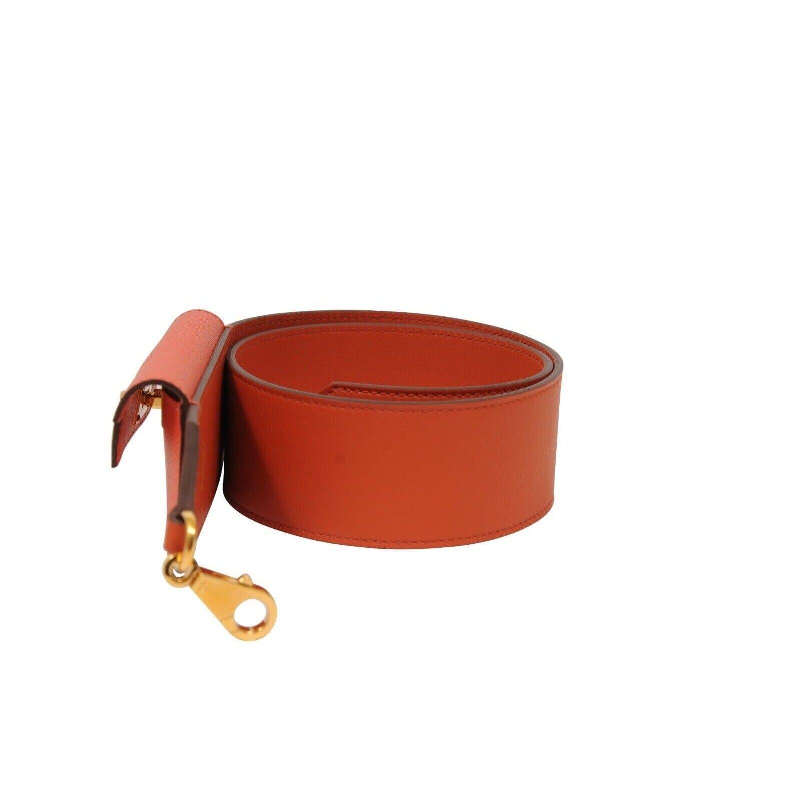 Bolsa Kelly Bolsillo Correa Swift Epsom Terre Battue Capucine Rojo Naranja Piel en venta 3