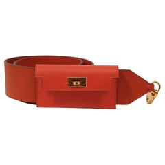 Kelly Pocket Tasche Riemen Swift Epsom Terre Battue Capucine Rot Orange Leder