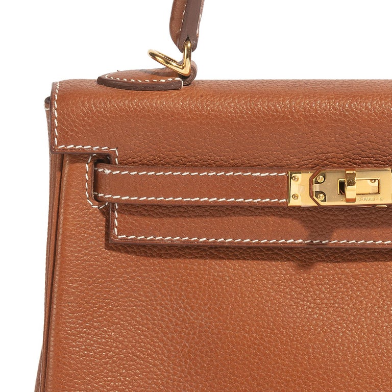 Hermès Kelly Fauve Barenia 25 Sellier Gold Hardware, 2017, Brown Womens Handbag
