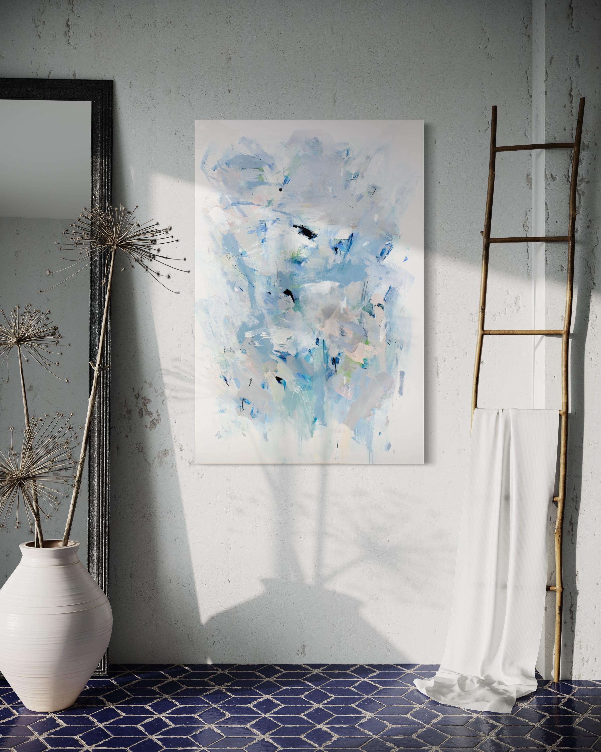 This contemporary abstract painting by Kelly Rossetti measures 60
