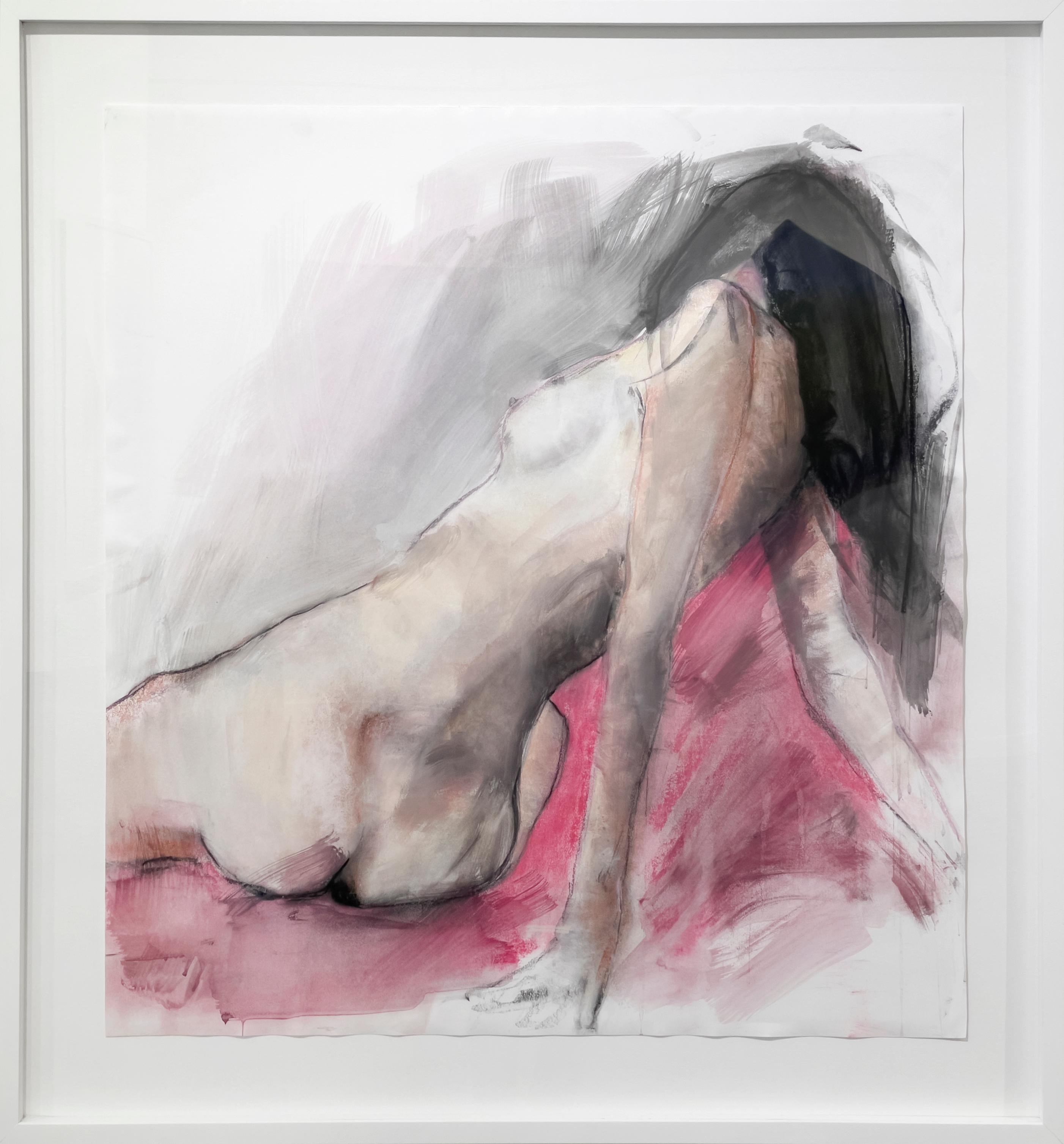 Kelly Rossetti Nude Painting – "Zurücklehnen", Abstrakte Akt-Figur-Zeichnung