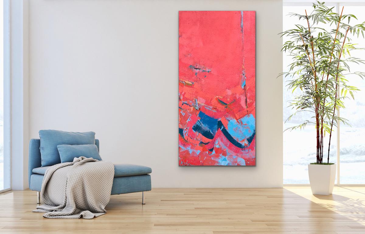 Meso by Kelly Washbourne, Large scale art, Abstract art, Landscape art, Pattern  - Pink Landscape Painting by Kelly Washbourne 