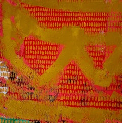 Senf, Original Abstraktes Gemälde, Naive Kunst, Rote und Gelbe Kunst, Warme Kunst