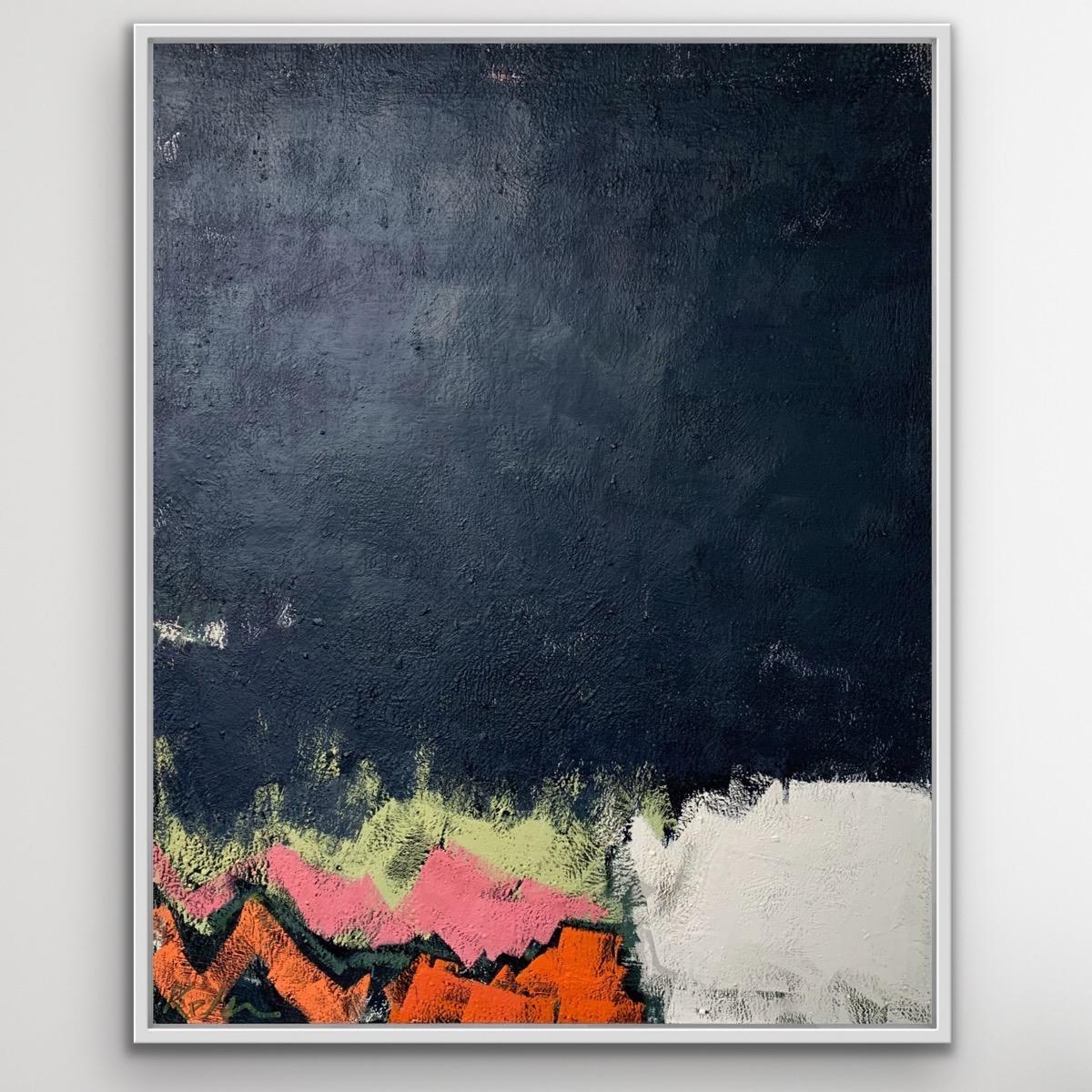 River. Original Statement painting, Contemporary art, Abstract Style art  - Black Abstract Painting by Kelly Washbourne