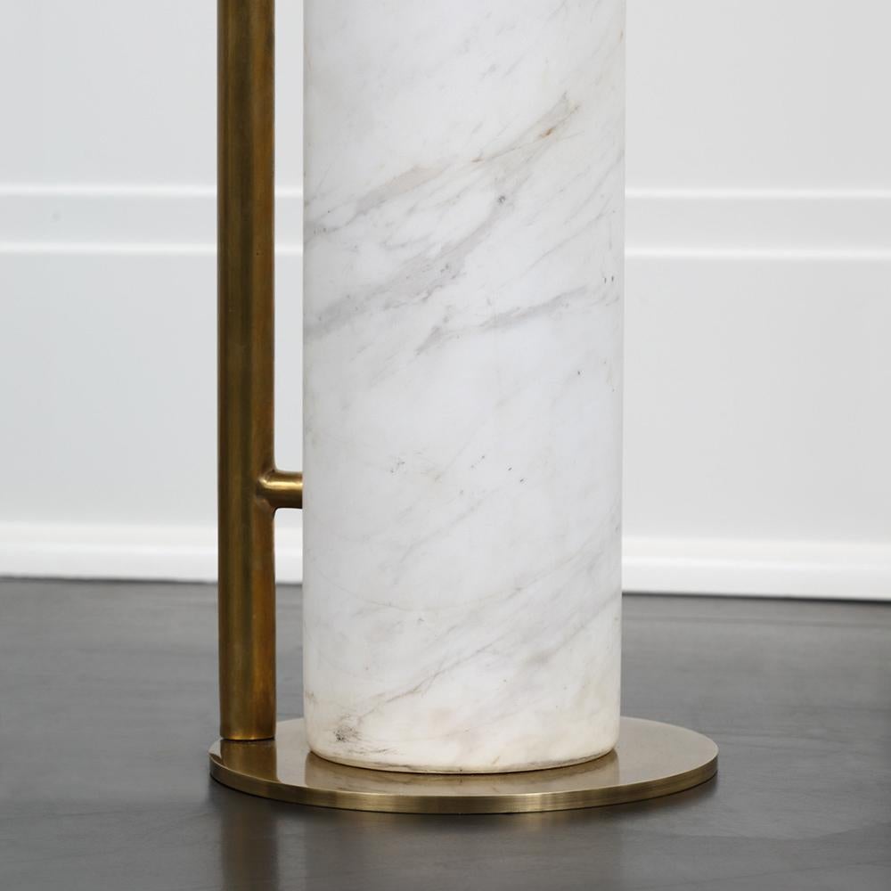 Modern Kelly Wearstler Alma Pharmacy Floor Lamp in Polished Nickel & White Marble