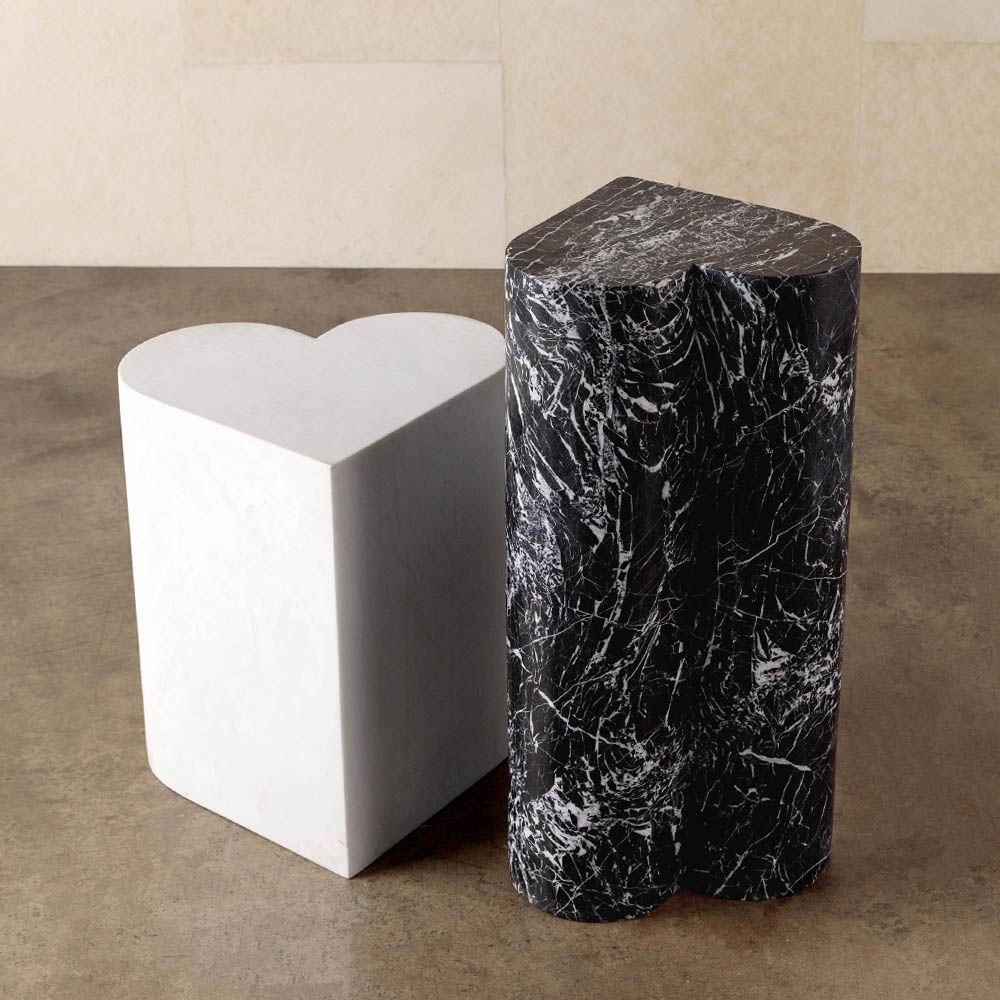 American Kelly Wearstler Amorata Marble Heart Stool or Side Table