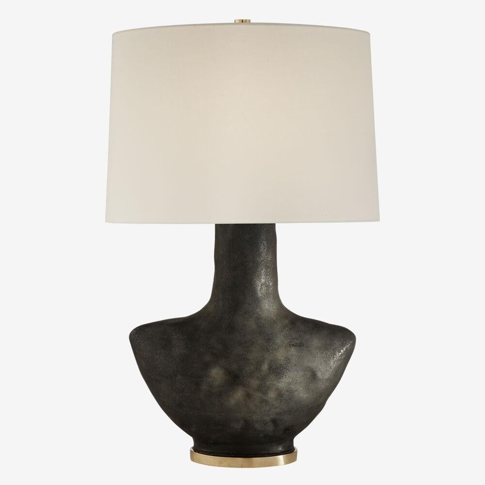 American Kelly Wearstler Armato Small Table Lamp Porous White with Brass Shade