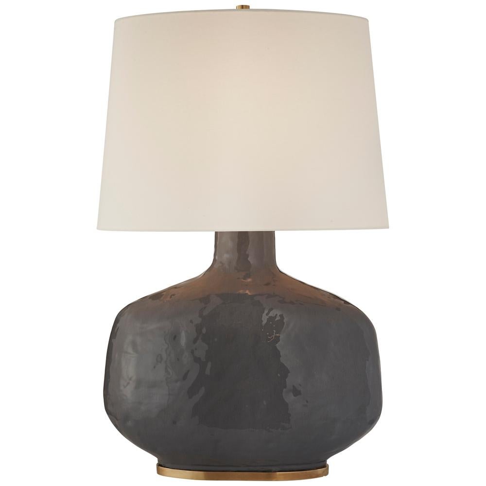 American Kelly Wearstler Beton Large Table Lamp in Antique White with Linen Shade For Sale