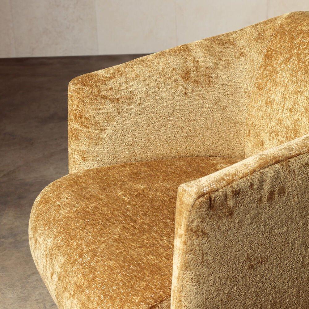 Kelly Wearstler Bijoux Lounge Chair with Cast Brass Legs, Gold Chenille In New Condition In West Hollywood, CA