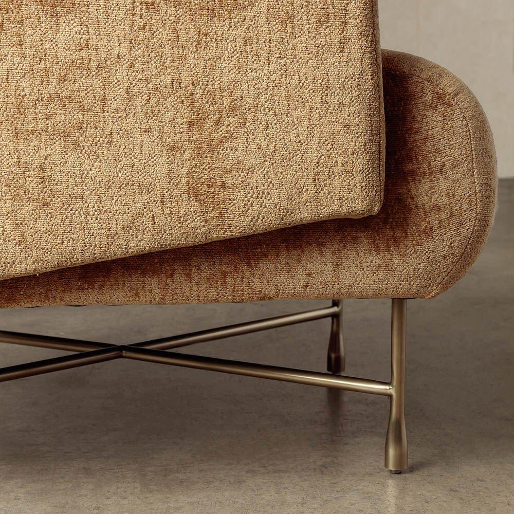 Contemporary Kelly Wearstler Bijoux Lounge Chair with Cast Brass Legs, Gold Chenille
