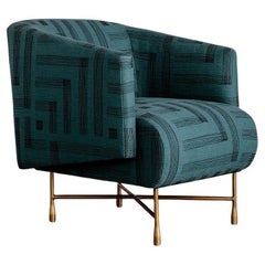 Kelly Wearstler Bijoux Lounge Chair with Cast Brass Legs, Spruce Jet