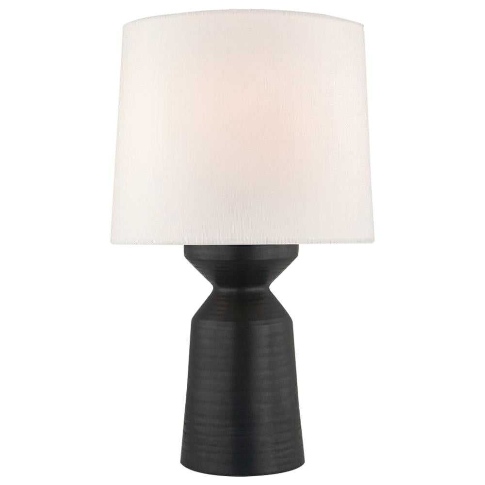 Kelly Wearstler Black Ceramic Nero Large Table Lamp with Linen Shade