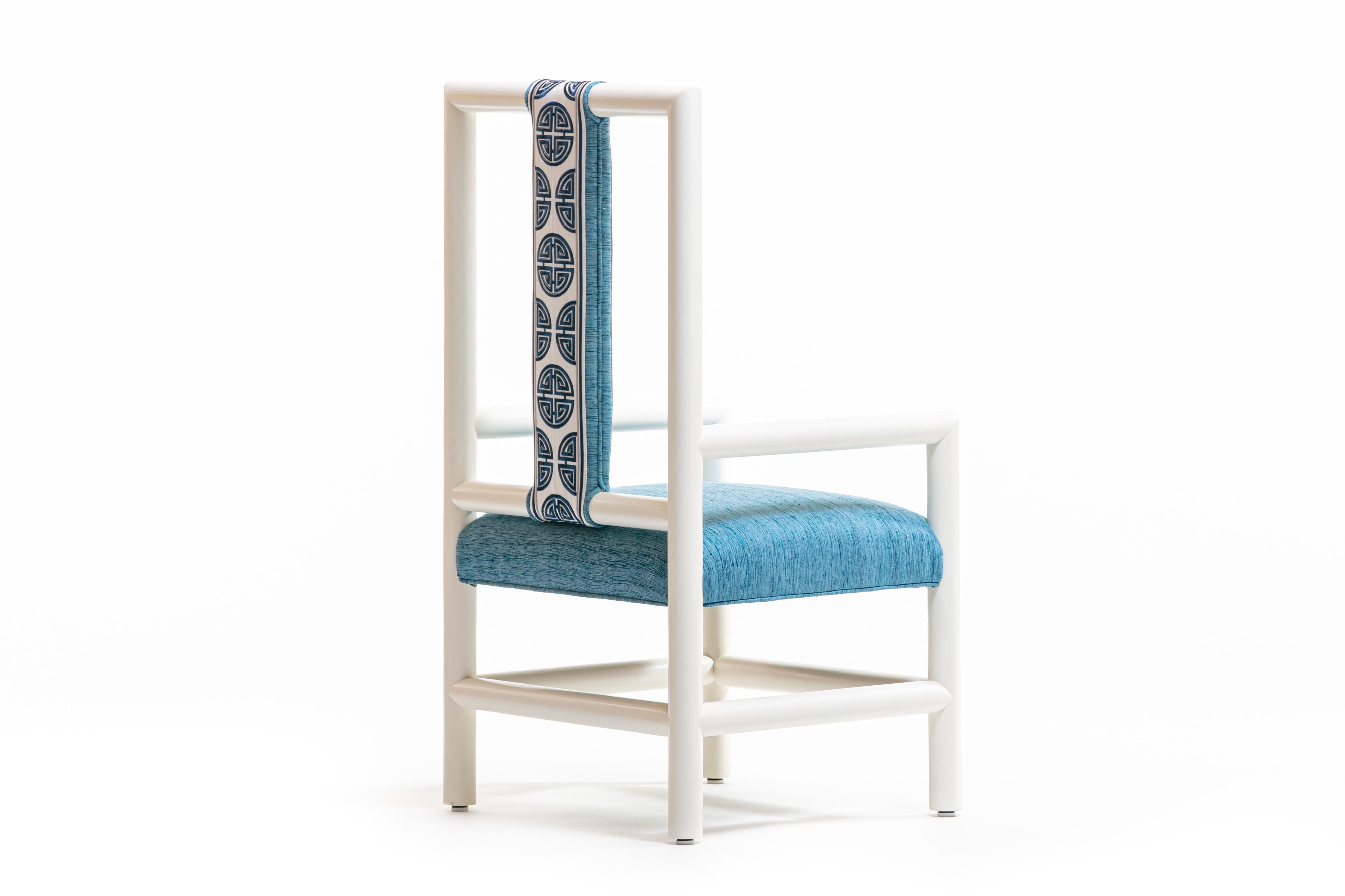 Chinoiserie Blue and White High Back Chair from the Miami Viceroy For Sale 6