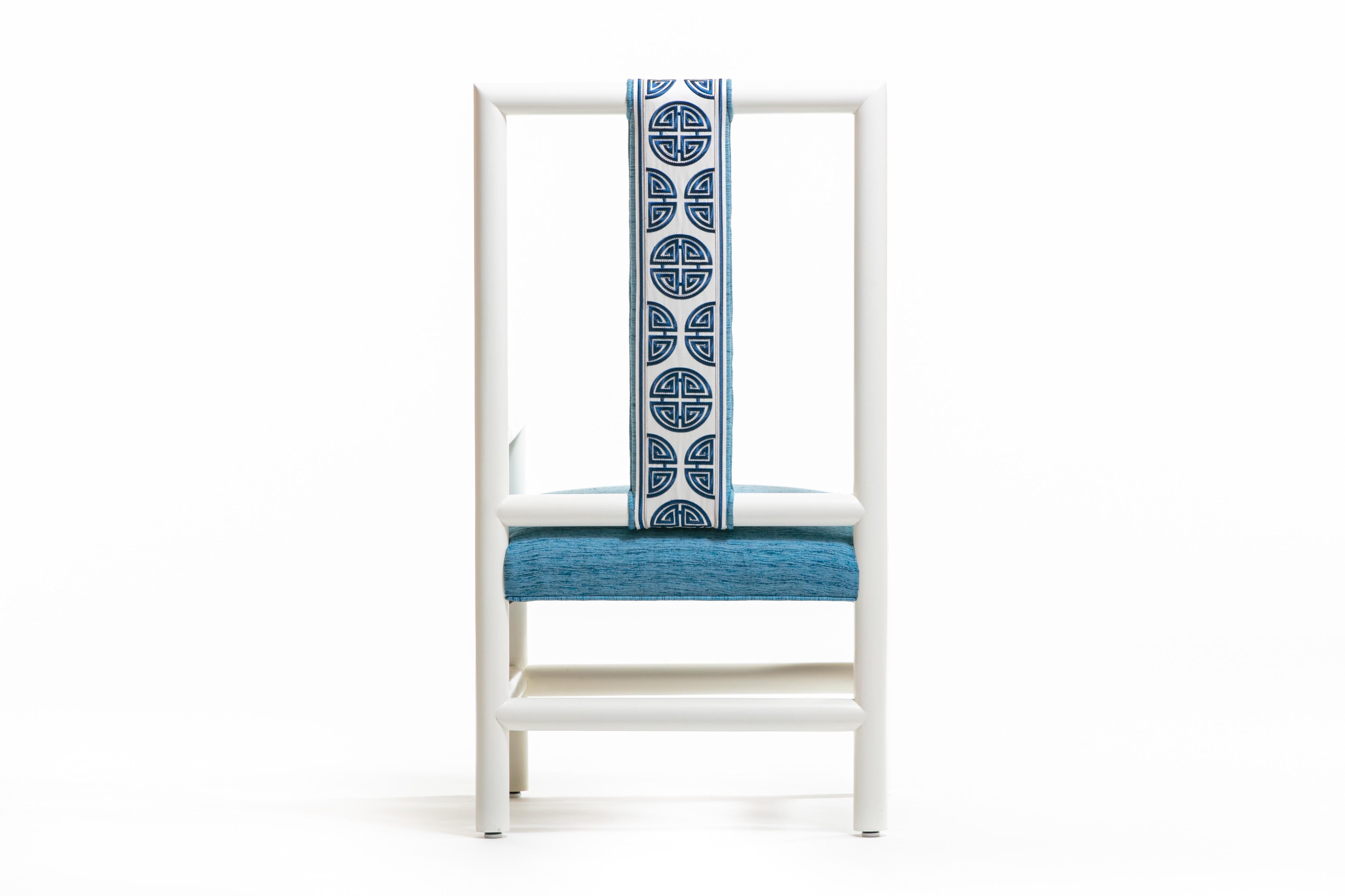 Chinoiserie Blue and White High Back Chair from the Miami Viceroy For Sale 7