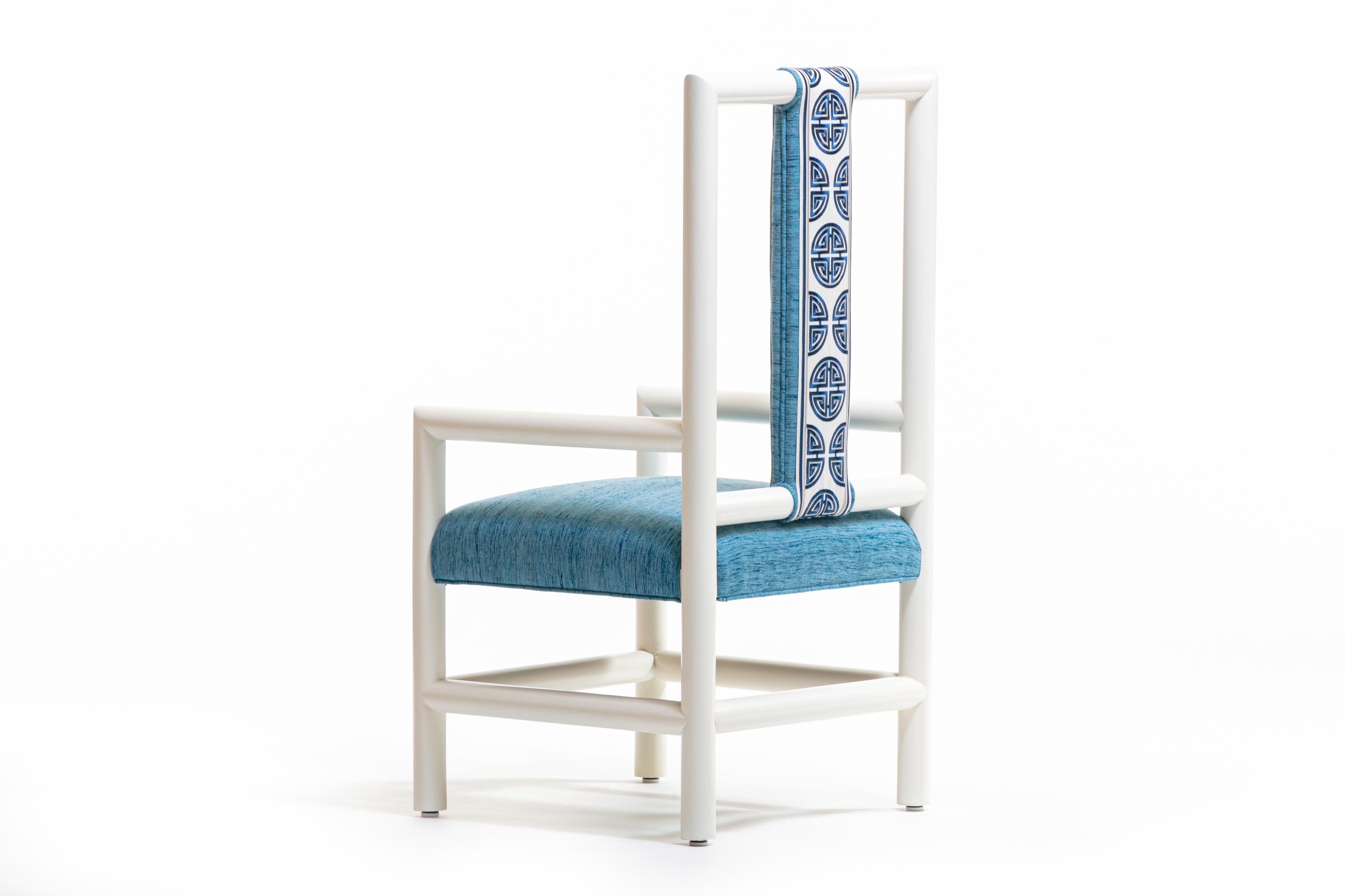 Chinoiserie Blue and White High Back Chair from the Miami Viceroy For Sale 8