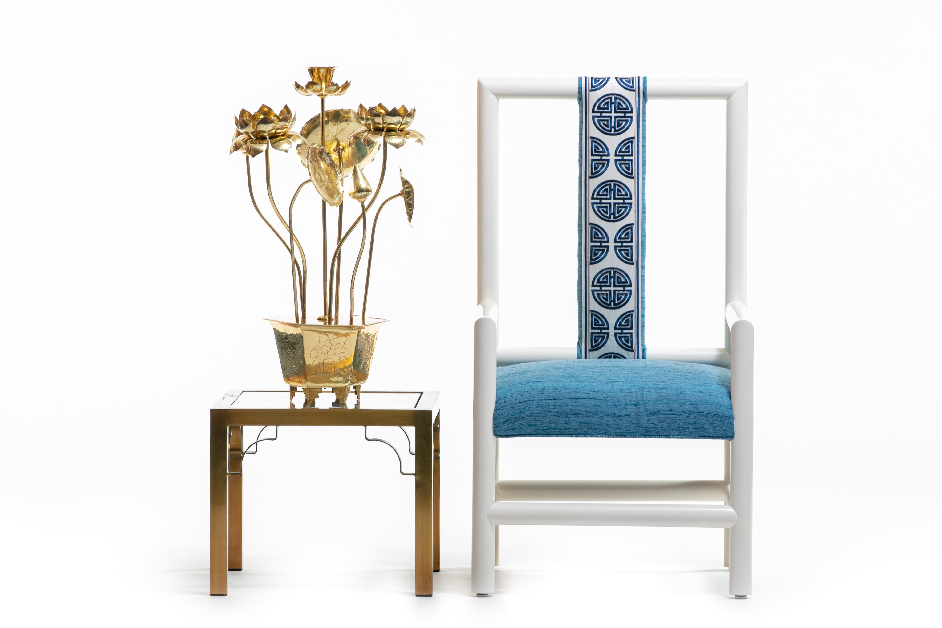 Hollywood Regency Chinoiserie Blue and White High Back Chair from the Miami Viceroy For Sale