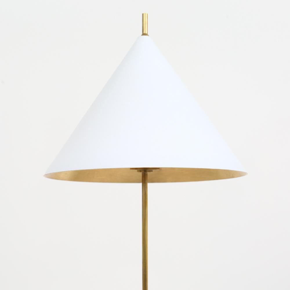 American Kelly Wearstler Cleo Orb Marble & Brass Accent Lamp w/ White Shade