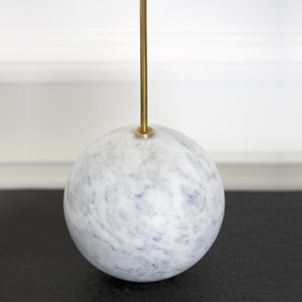 Kelly Wearstler Cleo Orb Marble & Brass Accent Lamp w/ White Shade In New Condition In West Hollywood, CA