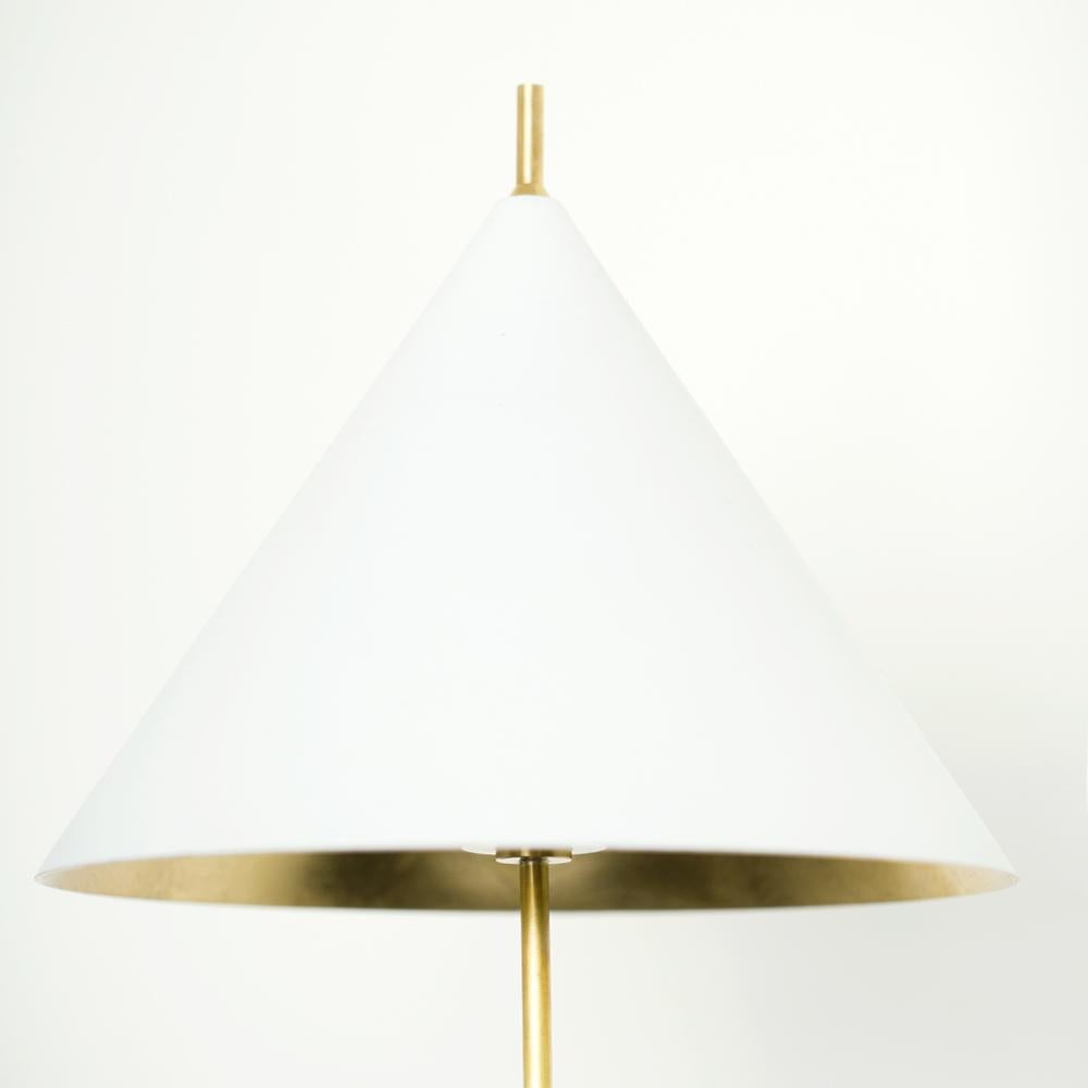 Contemporary Kelly Wearstler Cleo Orb Marble & Brass Accent Lamp w/ White Shade