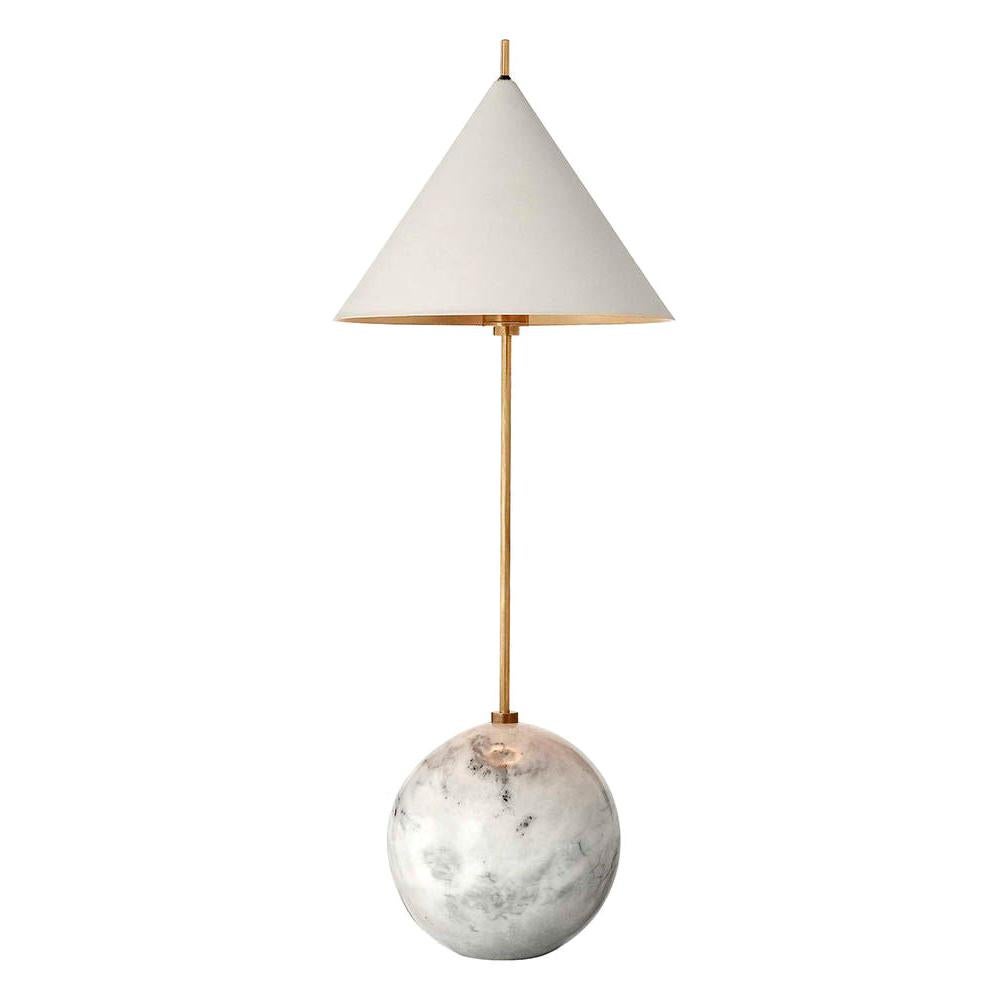 Kelly Wearstler Cleo Orb Marble & Brass Accent Lamp w/ White Shade