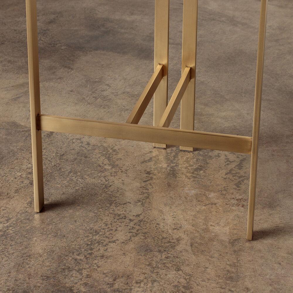 Kelly Wearstler Elliott Bar Stool in Ivory Leather and Burnished Brass In New Condition For Sale In West Hollywood, CA