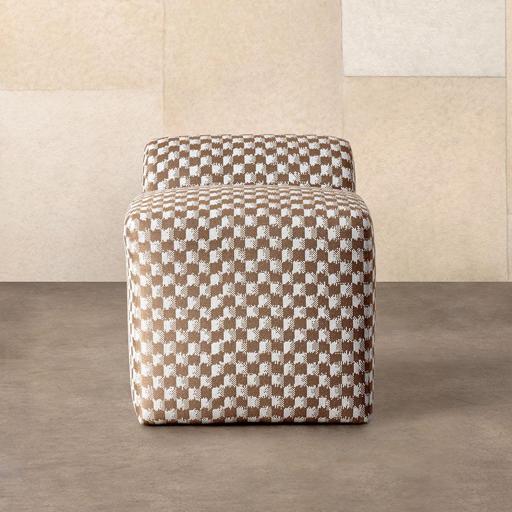 Americano Pouf Esfera di Kelly Wearstler in tessuto Checker Mushroom in vendita