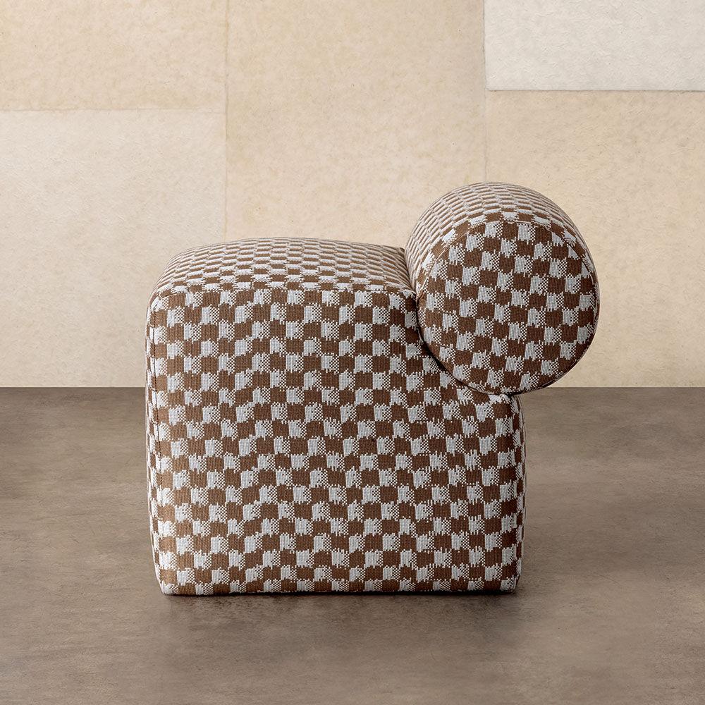 Pouf Esfera di Kelly Wearstler in tessuto Checker Mushroom In condizioni Nuovo in vendita a West Hollywood, CA