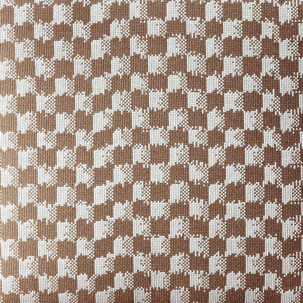 Contemporary Kelly Wearstler Esfera Ottoman in Checker Mushroom Fabric For Sale