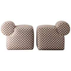 Pouf Esfera di Kelly Wearstler in tessuto Checker Mushroom
