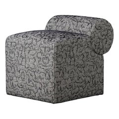 Pouf Esfera di Kelly Wearstler in tessuto Crescendo Ebano/Ivorio