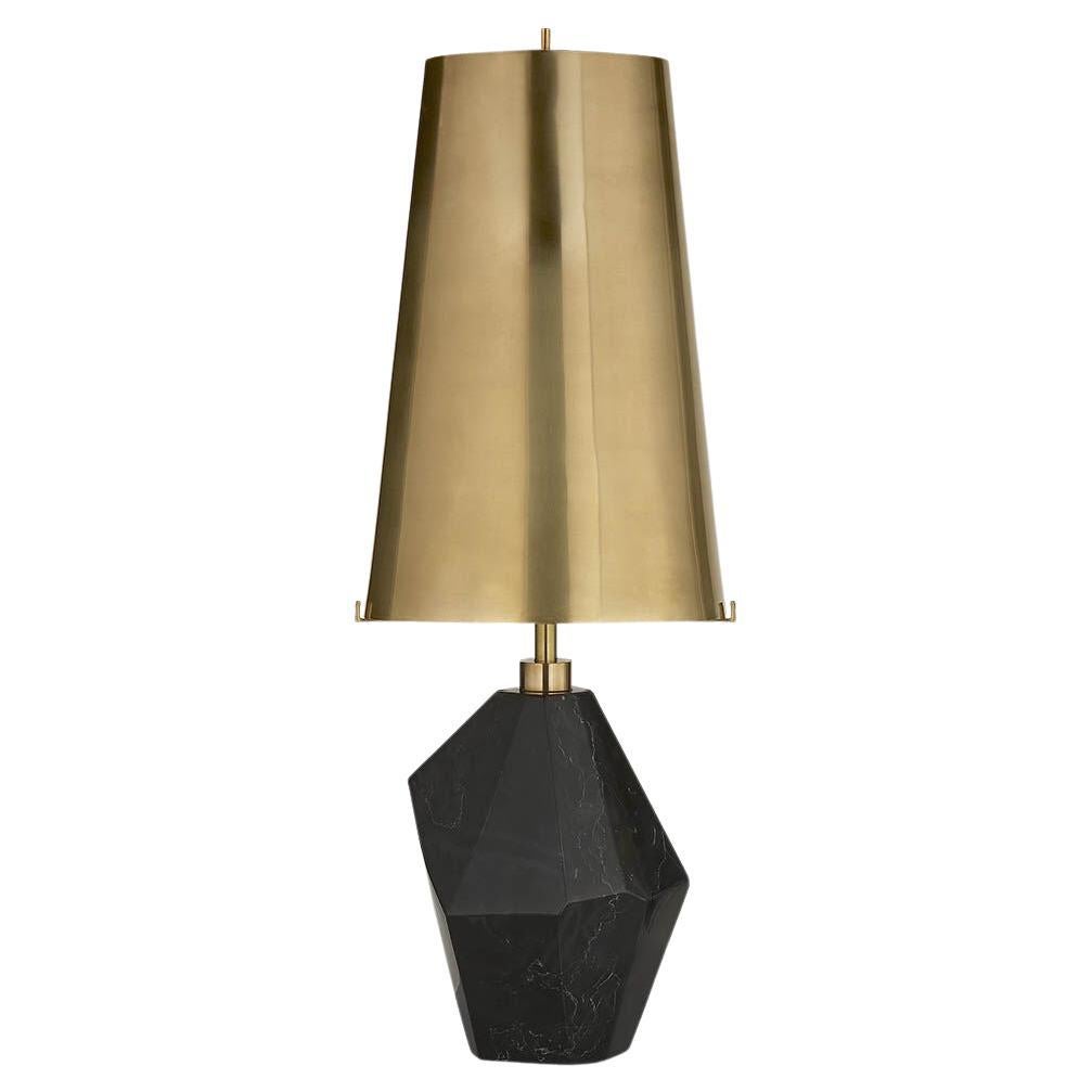 Kelly Wearstler Halcyon Accent Table Lamp w/ Black Marble and Brass Shade