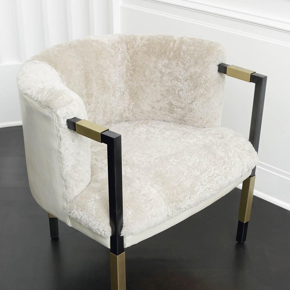 Kelly Wearstler Larchmont Arm Chair in Beige Shearling In New Condition In West Hollywood, CA