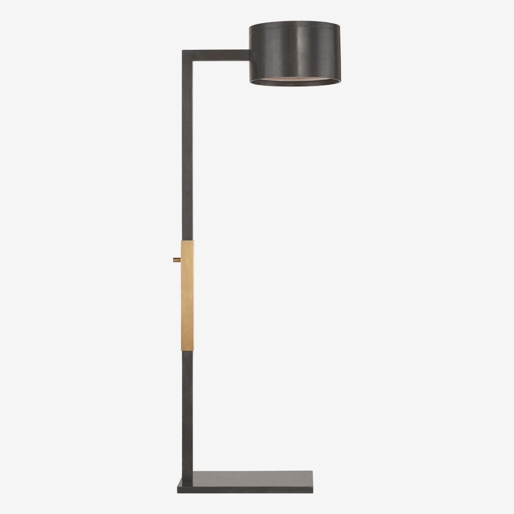 Modern Kelly Wearstler Larchmont Floor Lamp, Brass and Frosted Glass