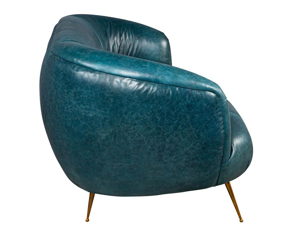 Kelly Wearstler Modern Leather Settee Sofa 6