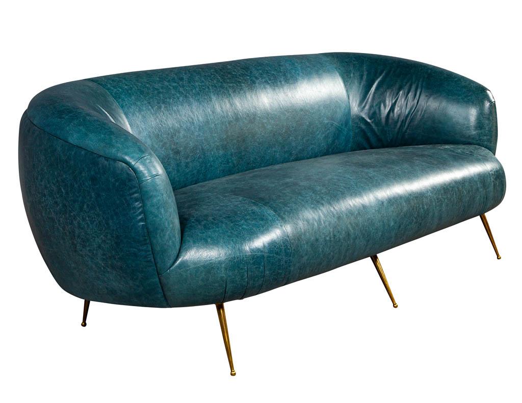 Kelly Wearstler Modern Leather Settee Sofa 2